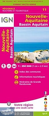 IGN - Carte régionale n°R11 - Nouvelle-Aquitaine - Bassin Aquitain