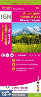IGN - Carte régionale n°R15 - Auvergne-Rhône-Alpes - Massif Alpin 