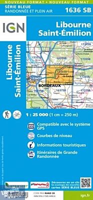 I.G.N. Carte au 1-25.000ème - Série bleue - 1636SB - Libourne - Saint-émilion