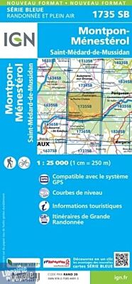 I.G.N. Carte au 1-25.000ème - Série bleue - 1735SB - Montpon-Ménestérol- Saint-Médard-De-Mussidan