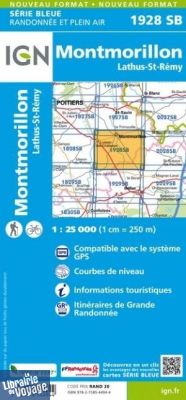 I.G.N. Carte au 1-25.000ème - Série bleue - 1928SB - Montmorillon - Lathus-Saint-Rémy