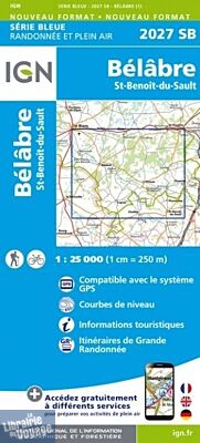 I.G.N. Carte au 1-25.000ème - Série bleue - 2027SB - Bélâbre - Saint-Benoît-du-Sault