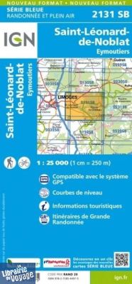 I.G.N. Carte au 1-25.000ème - Série bleue - 2131SB - Saint-Léonard-de-Noblat- Eymoutiers
