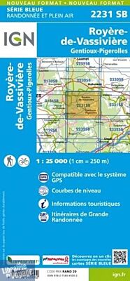 I.G.N. Carte au 1-25.000ème - Série bleue - 2231SB - Royère-de-Vassivière - Gentioux-Pigerolles