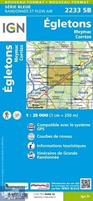 I.G.N. Carte au 1-25.000ème - Série bleue - 2233SB - Egletons- Meymac - Corrèze