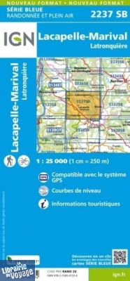 I.G.N. Carte au 1-25.000ème - Série bleue - 2237SB - Lacapelle-Marival - Latronquière