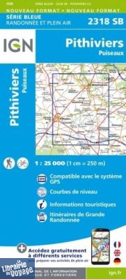 I.G.N. Carte au 1-25.000ème - Série bleue - 2318SB - Pithiviers - Puiseaux
