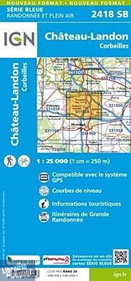 I.G.N. Carte au 1-25.000ème - Série bleue - 2418SB - Château-Landon- Corbeilles
