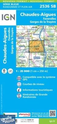 I.G.N. Carte au 1-25.000ème - Série bleue - 2536SB - Chaudes-Aigues - Faverolles Gorges de la Truyère
