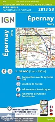 I.G.N. Carte au 1-25.000ème - Série bleue - 2813SB - Epernay - Verzy