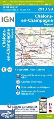 I.G.N. Carte au 1-25.000ème - Série bleue - 2913SB - Châlons-En-Champagne - Suippes