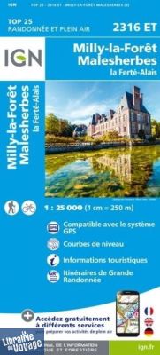 I.G.N. Carte au 1-25.000ème - TOP 25 - 2316ET - Milly-La-Forêt - Malesherbes - la Ferté-Alais