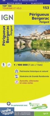 I.G.N - Carte au 1/100.000ème - TOP 100 - n°153 - Perigueux - Bergerac- Périgord