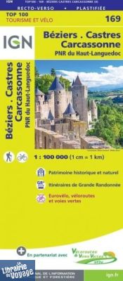 I.G.N - Carte au 1/100.000ème - TOP 100 - n°169 - Béziers - Castres - Carcassonne (PNR du Haut-Languedoc)