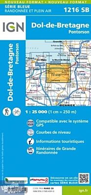 I.G.N. Carte au 1-25.000ème - Série bleue - 1216SB - Dol-De-Bretagne- Pontorson