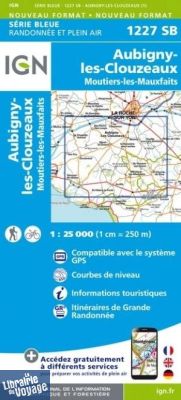 I.G.N. Carte au 1-25.000ème - Série bleue - 1227SB - Aubigny-Les-Clouzeaux- Moutiers les Mauxfaits