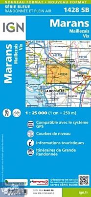 I.G.N. Carte au 1-25.000ème - Série bleue - 1428SB - Marans- Maillezais - Vix
