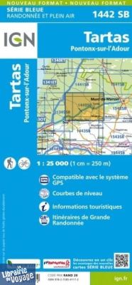 I.G.N. Carte au 1-25.000ème - Série bleue - 1442 SB - Tartas - Pontonx-Sur-L'adour