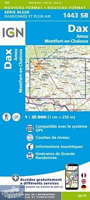 I.G.N. Carte au 1-25.000ème - Série bleue - 1443 SB - Dax - Amou- Montfort-En-Chalosse