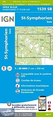 I.G.N. Carte au 1-25.000ème - Série bleue - 1539 SB - St-Symphorien - Sore