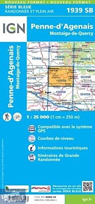 I.G.N - Carte au 1-25.000ème - Série bleue - 1939SB - Penne-D'agenais - Montaigu-De-Quercy