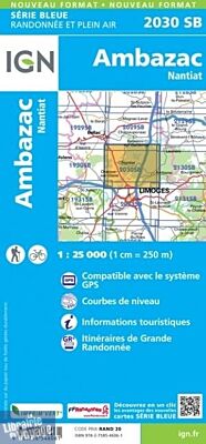 I.G.N - Carte au 1-25.000ème - Série bleue - 2030SB - Ambazac - Nantiat