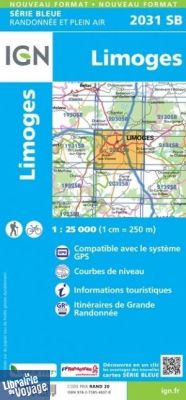 I.G.N - Carte au 1-25.000ème - Série bleue - 2031SB - Limoges