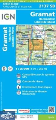 I.G.N. Carte au 1-25.000ème - Série bleue - 2137SB - Gramat - Rocamadour - Labastide-Murat