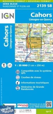 I.G.N. Carte au 1-25.000ème - Série bleue - 2139SB - Cahors - Limogne en Quercy
