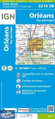 I.G.N. Carte au 1-25.000ème - Série bleue - 2219SB - Orléans - Fay-aux-Loges