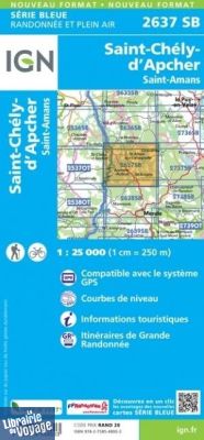I.G.N. Carte au 1-25.000ème - Série bleue - 2637SB - Saint-Chély-D'apcher - Saint-Amans