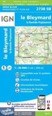 I.G.N. Carte au 1-25.000ème - Série bleue - 2738SB - Le Bleymard - la Bastide-Pulaurent