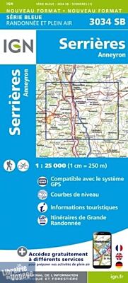 I.G.N  Carte au 1-25.000ème - Série bleue - 3034SB - Serrières - Anneyron