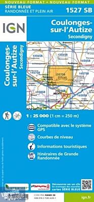 I.G.N. Carte au 1-25.000ème - Série bleue - 1527SB - Coulonges-Sur-L'autize - Secondigny