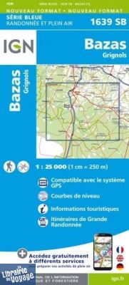 I.G.N. Carte au 1-25.000ème - Série bleue - 1639SB - Bazas - Grignols
