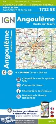 I.G.N. Carte au 1-25.000ème - Série bleue - 1732SB - Angoulême - Ruelle-Sur-Touvre