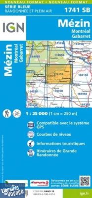 I.G.N. Carte au 1-25.000ème - Série bleue - 1741SB - Mézin- Montréal - Gabarret