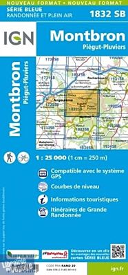 I.G.N - Carte au 1-25.000ème - Série bleue - 1832SB - Montbron - Piégut-Pluviers