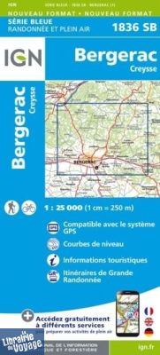 I.G.N - Carte au 1-25.000ème - Série bleue - 1836SB - Bergerac - Creysse