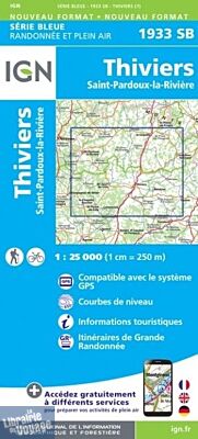 I.G.N - Carte au 1-25.000ème - Série bleue - 1933SB - Thiviers - Saint-Pardoux-La-Rivière