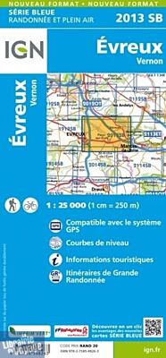 I.G.N - Carte au 1-25.000ème - Série bleue - 2013SB - Evreux - Vernon