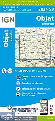 I.G.N - Carte au 1-25.000ème - Série bleue - 2034SB - Bojat - Hautefort