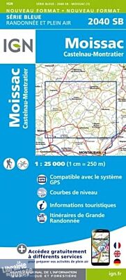 I.G.N - Carte au 1-25.000ème - Série bleue - 2040SB - Moissac - Castelnau - Montratier