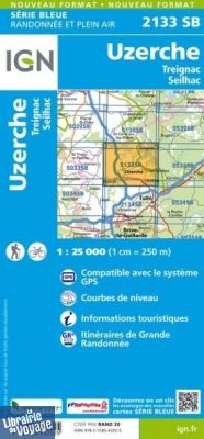 I.G.N - Carte au 1-25.000ème - Série bleue - 2133SB - Uzerche - Treignac - Seilhac