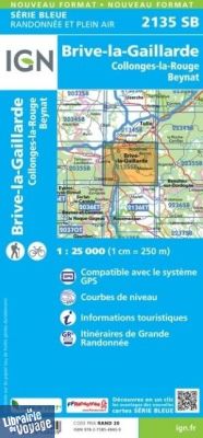 I.G.N - Carte au 1-25.000ème - Série bleue - 2135SB - Brive-La-Gaillarde - Collonges-La-Rouge - Beynat