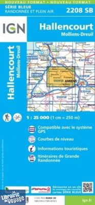 I.G.N - Carte au 1-25.000ème - Série bleue - 2208SB - Hallencourt - Molliens-Dreuil