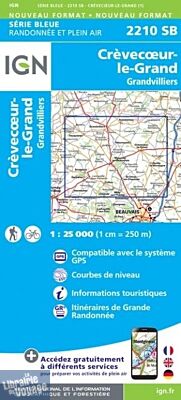 I.G.N - Carte au 1-25.000ème - Série bleue - 2210SB - Crevecoeur-Le-Grand - Grandvilliers
