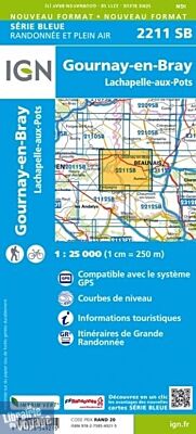 I.G.N - Carte au 1-25.000ème - Série bleue - 2211SB - Gournay-En-Bray - Lachapelle-Aux-Pots