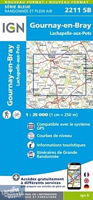 I.G.N - Carte au 1-25.000ème - Série bleue - 2211SB - Gournay-En-Bray - Lachapelle-Aux-Pots