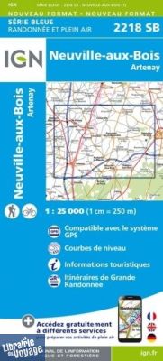 I.G.N - Carte au 1-25.000ème - Série bleue - 2218SB - Neuville-Aux-Bois - Artenay